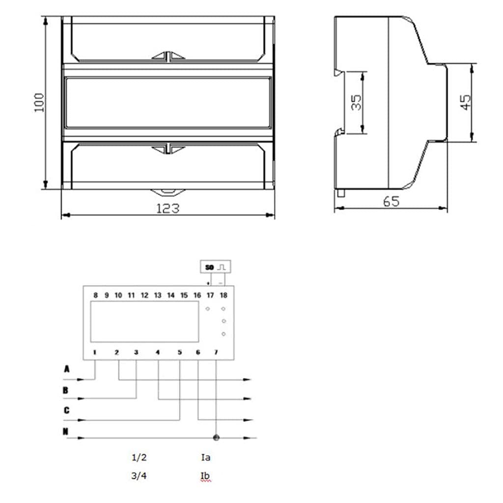 MIRTHBUY Digitaler Drehstromzähler Stromzähler mit LCD, 3-Phasen-4-Draht, Wechselstromzähler,Geeicht