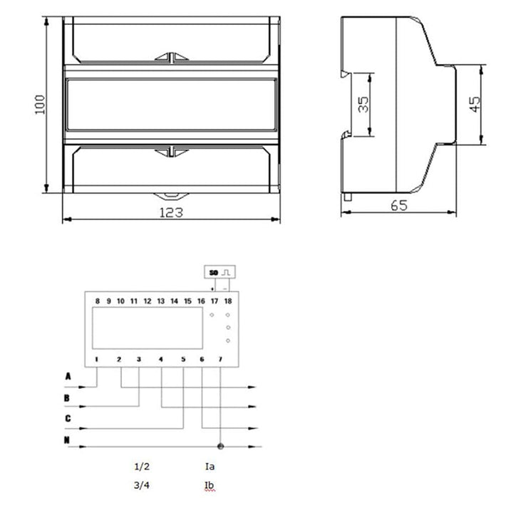 MIRTHBUY Digitaler Drehstromzähler Stromzähler mit LCD, 3-Phasen-4-Draht, Wechselstromzähler,Geeicht