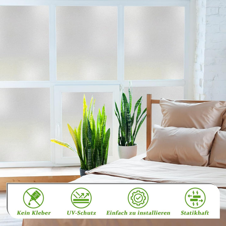 DARUITE Fensterfolie Blickdicht Selbsthaftend Milchglasfolie Sichtschutzfolie Fenster Fensterfolien