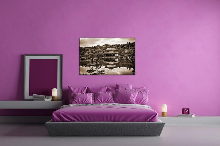 deyoli Tempel- und Gartenanlage Japans Effekt: Sepia, Format: 80x60 als Leinwandbild, Motiv fertig g