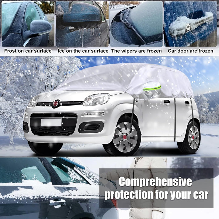 Opaltool Halbgarage für 2003-2023 F-iat Panda, Silberne Massgeschneidertes Autogarage Softtop Halbab