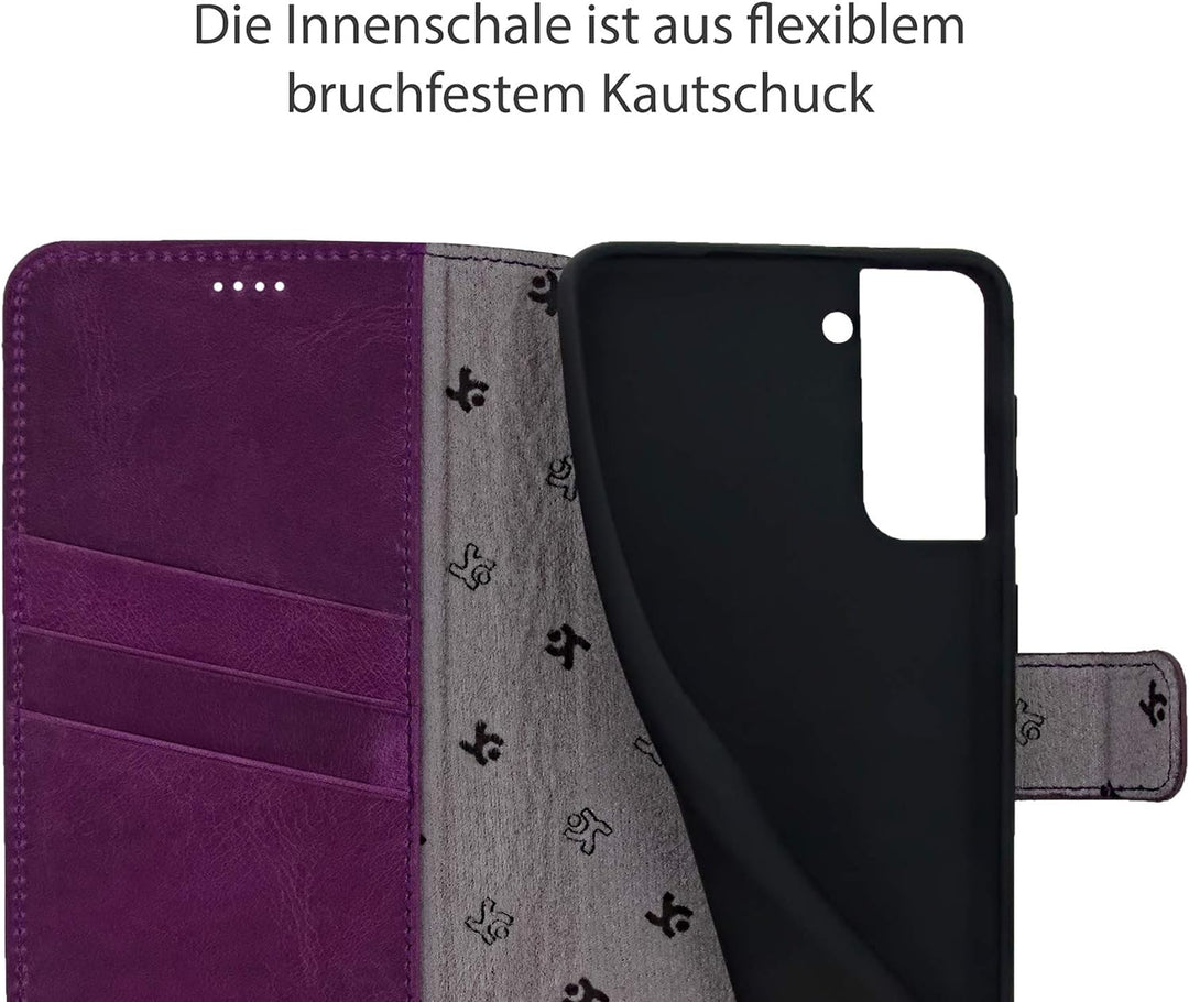 Suncase Book-Style Hülle kompatibel mit Samsung Galaxy S22 Plus 5G Leder Tasche (Slim-Fit) Lederhüll