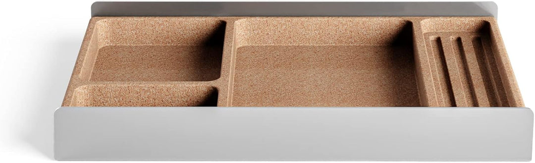 Raico Schreibtischablage mit Fächern, Kork & Aluminium, Auffangbehälter, Stiftablage, geholte Altern