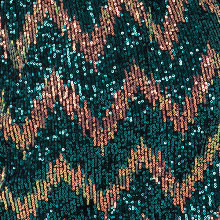 Lovedrobe Damen Women's Mini Ladies Short Sequin Embellished Long Sleeve Round Neck Tie Belt Zig-zag