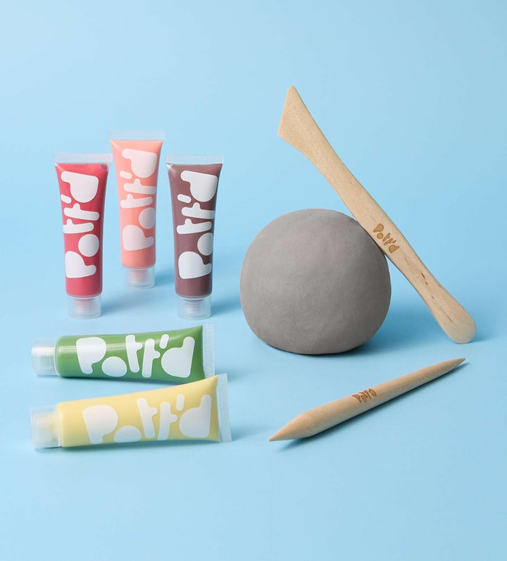 Pott'd Mini-Töpfer-Sets | Lufttrocknendes Töpferset für Erwachsene | Mit Farben, Töpferwerkzeugen un