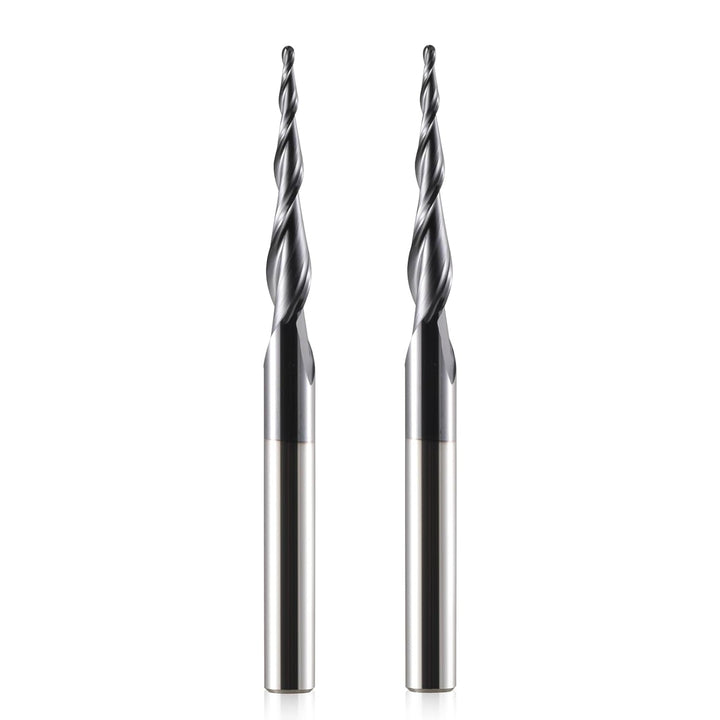 HOZLY Kugelkopffräser Konische CNC Fräser Kugelfräser 2 Stück, R0.75 Spiralnutfräser Bit 6mm Schaft