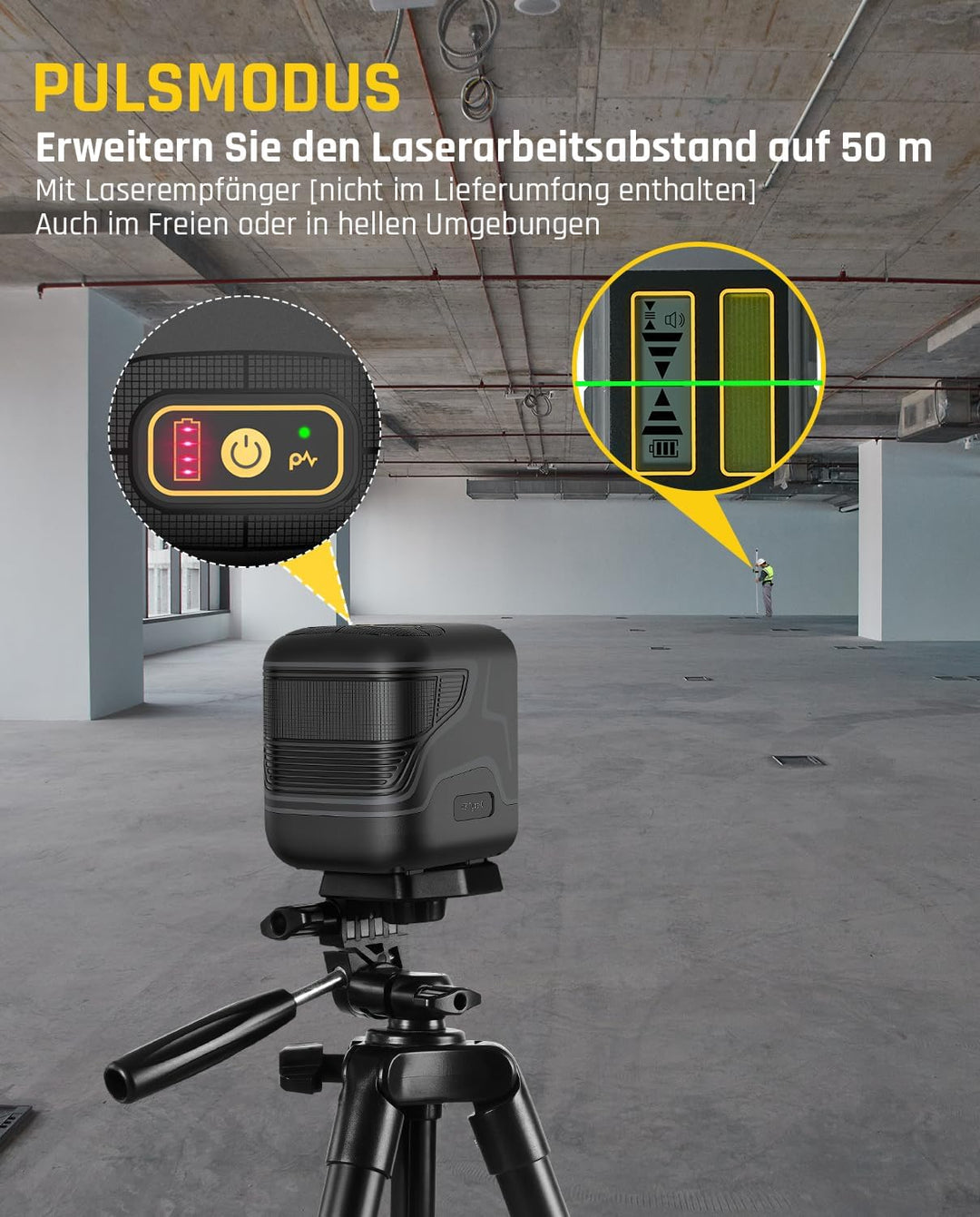 Fanttik D2 Kreuzlinienlaser Selbstnivellierend, Linienlaser Grün 30m, Wiederaufladbare Batterie, USB