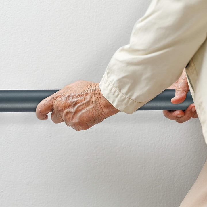 Relaxdays Handlauf Aluminium, rund, Treppengeländer innen & aussen, matt, 100 cm, Ø 42mm, mit Wandha