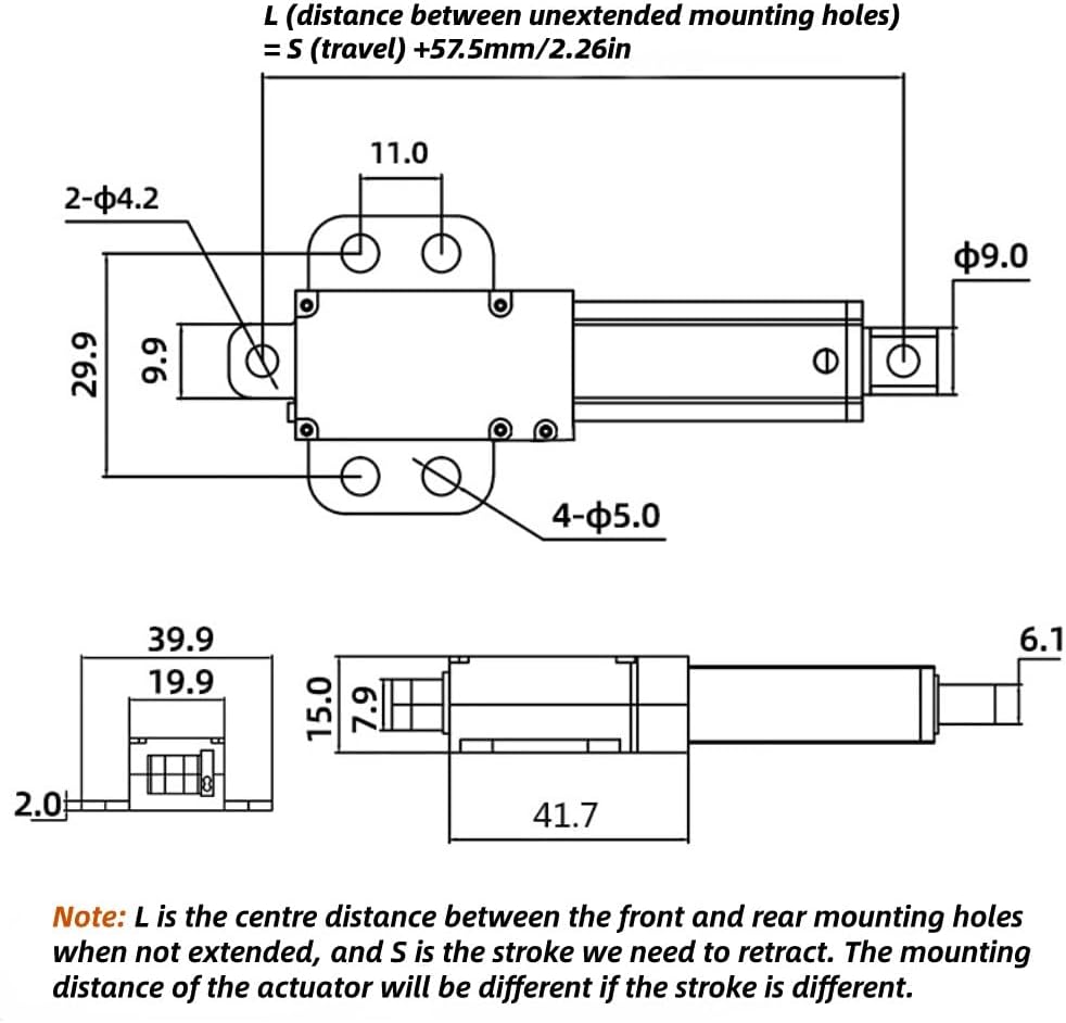 30mm DC 12V Linearaktuator Mini Electric Linear Motion Actuator Kurzschlussschutz T-Typ Schraube(Hub