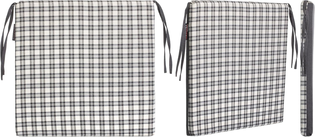 brandsseller Sitzkissen Kariert Stuhlkissen Sitzauflage Stuhlauflage mit 4 Kordelbändern für sichere