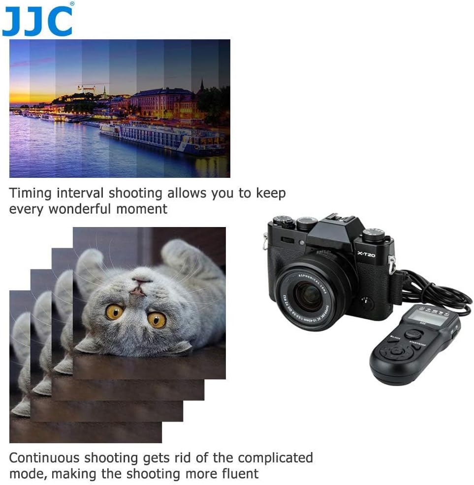 JJC Timer Fernbedienung mit Stativ Halter Klemme für Fujifilm XH2 X-H2S GFX100 X-T5 X-T4 X-T3 X-T30I