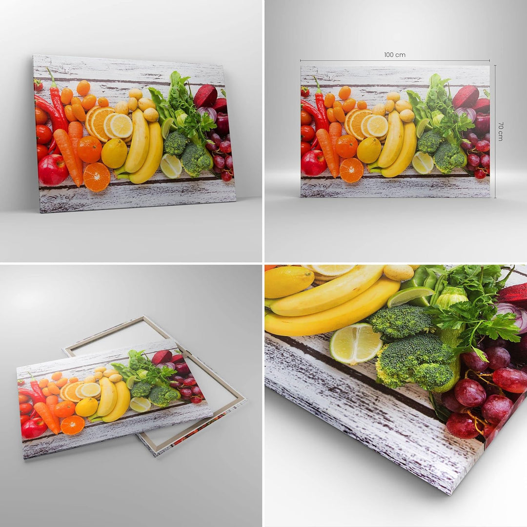 Bilder auf Leinwand 100x70cm Leinwandbild Essen Gemüse Essen frisch Gross Wanddeko Bild Schlafzimmer