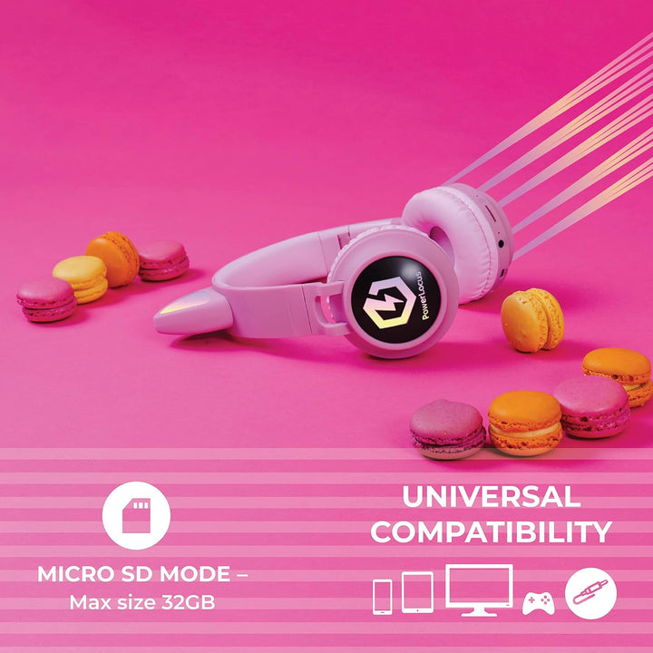 PowerLocus Bluetooth Kopfhörer Kinder, LED Katzenohren, 85dB Sichere Lautstärke, Bluetooth 5.3, Micr