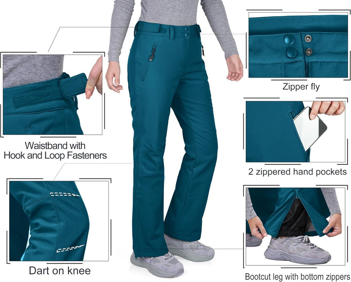 33,000ft Damen Skihose Outdoorhose Wasserdicht Winddichte Softshellhose Warme Gefütterte Trekkinghos