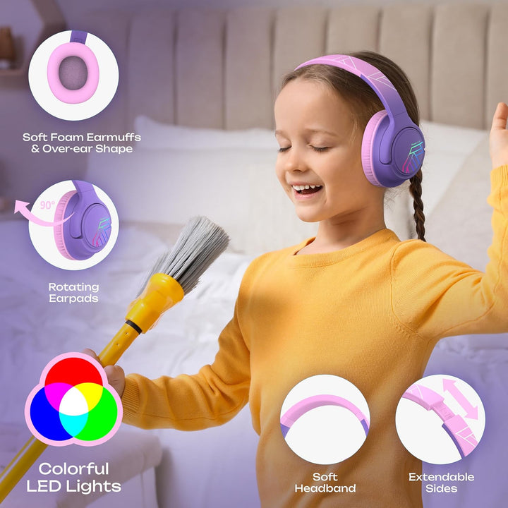 PowerLocus Bobo Bluetooth Kopfhörer Kinder, Kinderkopfhörer Over Ear mit 74/85/94dB Lautstärkebegren