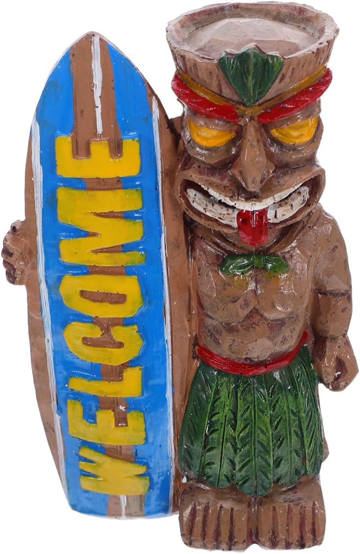 Cabilock Garten Hawaii Tiki Figur Welcome Gartendeko Willkommen Schild Tierfiguren Garten Dekofigur