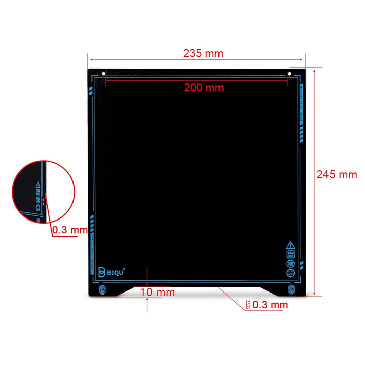 BIQU SSS Super Spring Stahlplatte Heizbettplattform 235 * 235 mm 3D Druckerteile für Ender 3/Ender3