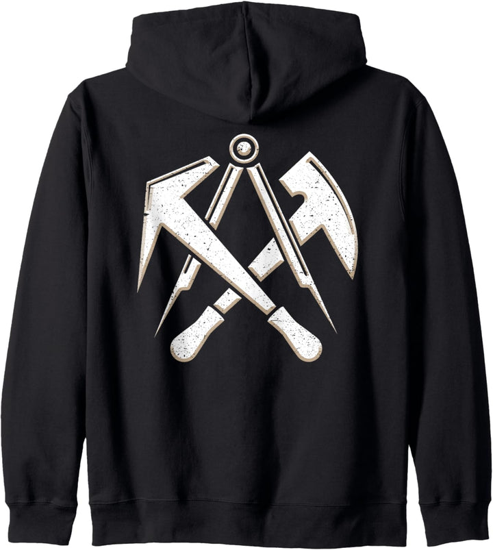 Dachdecker Handwerk Zunftzeichen mit Werkzeug | used Look Kapuzenjacke