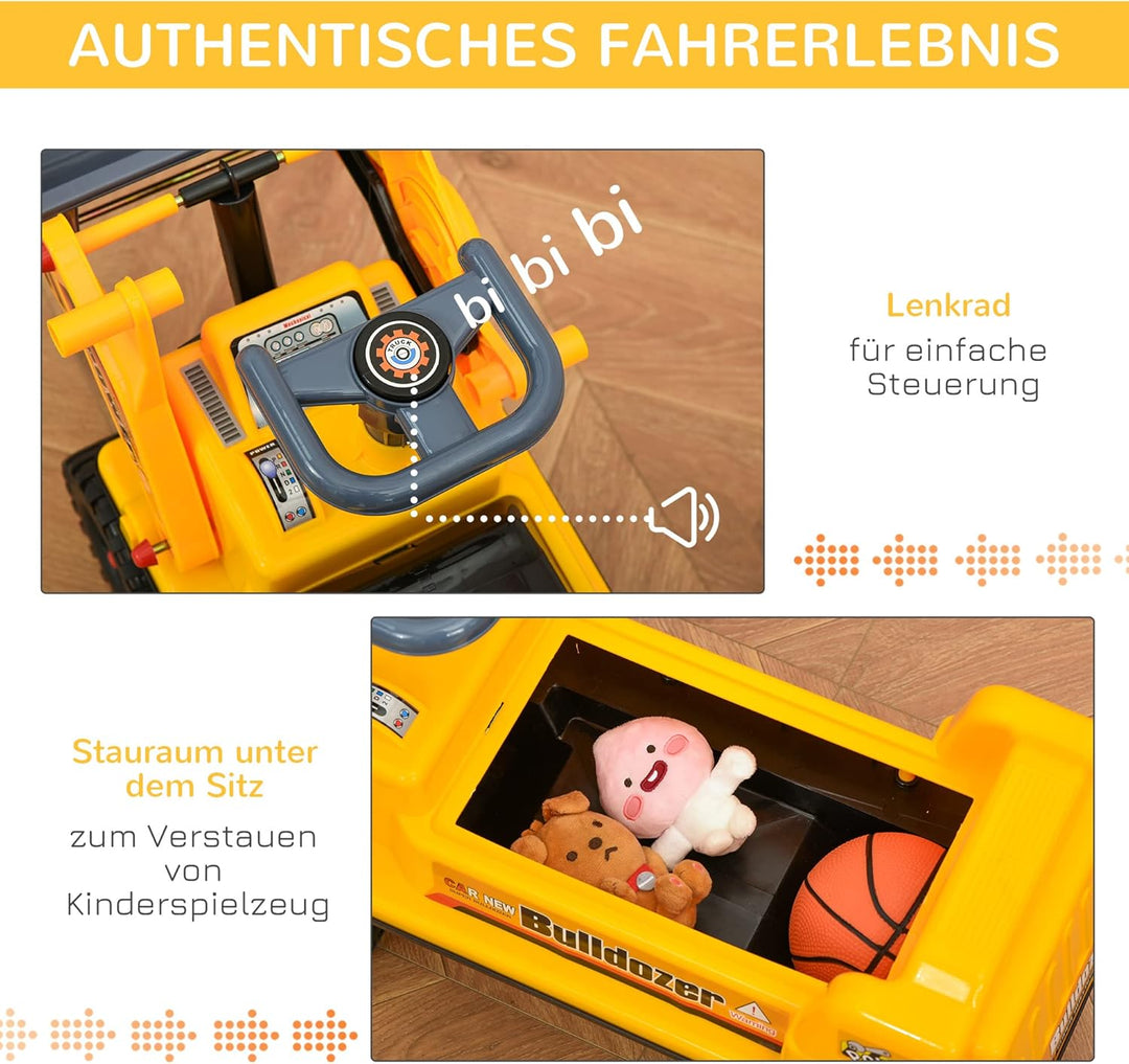 HOMCOM Sitzbagger für Kinder Rutsch Auto Sandspielzeug Rutscherfahrzeug für Kinder 2-3 Jahre PP-Kuns