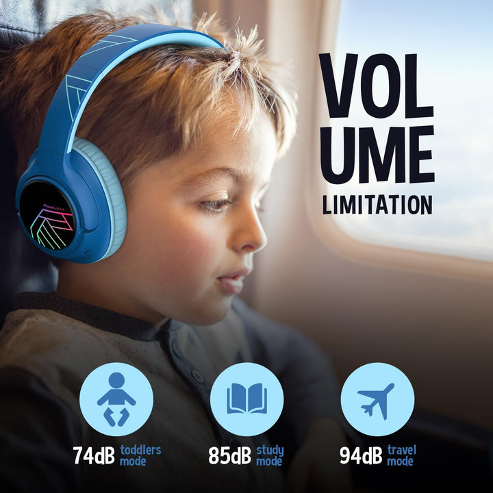 PowerLocus Bobo Bluetooth Kopfhörer Kinder, Kinderkopfhörer Over Ear mit 74/85/94dB Lautstärkebegren
