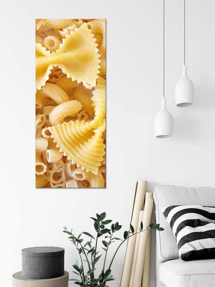 Glasbild Panorama | Wandbild aus Echtglas | Nudeln Pasta Italia Mischung | 100x40 cm | inkl. Aufhäng