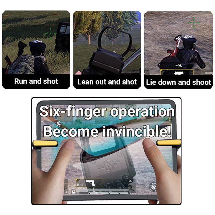 Ozkak Tablet Game Controller Schnellfeuer Rapid Fire PUBG Mobile 4 Trigger 6 Finger Joystick Gamepad