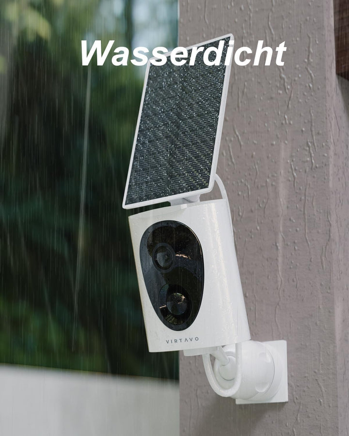 virtavo 2K Überwachungskamera Aussen Solar Akku WLAN Kamera Überwachung Aussen Kabellos Kamera, Nach