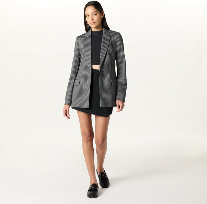 The Drop Damen Blazer (in Übergrösse erhältlich) S Anthrazitfarbene Nadelstreifen, S Anthrazitfarben