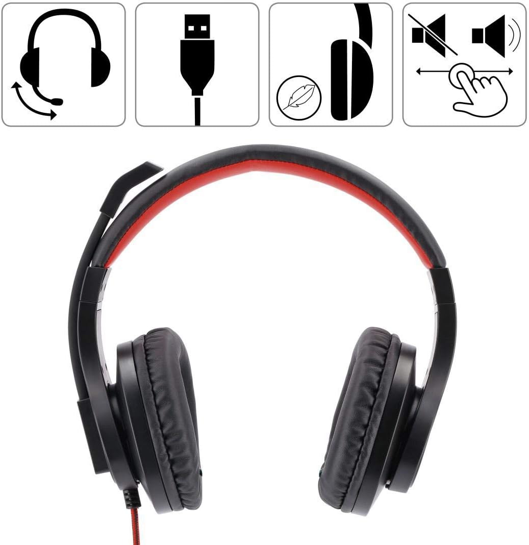 Hama USB Headset, Over Ear Kopfhörer mit Mikrofon (Headset mit Lautstärkenregler und verstellbarem M