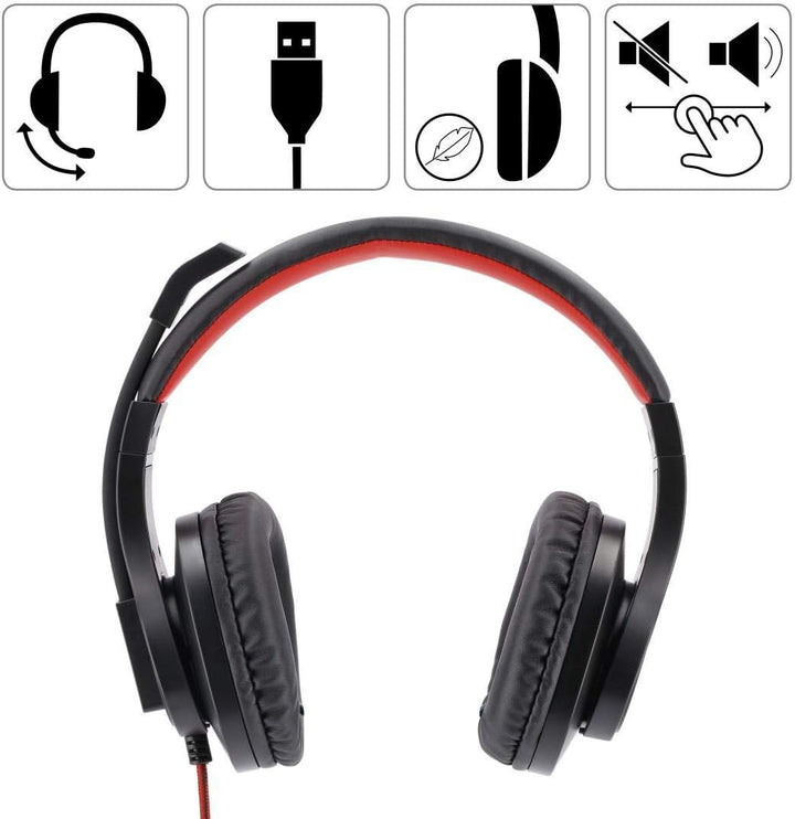Hama USB Headset, Over Ear Kopfhörer mit Mikrofon (Headset mit Lautstärkenregler und verstellbarem M