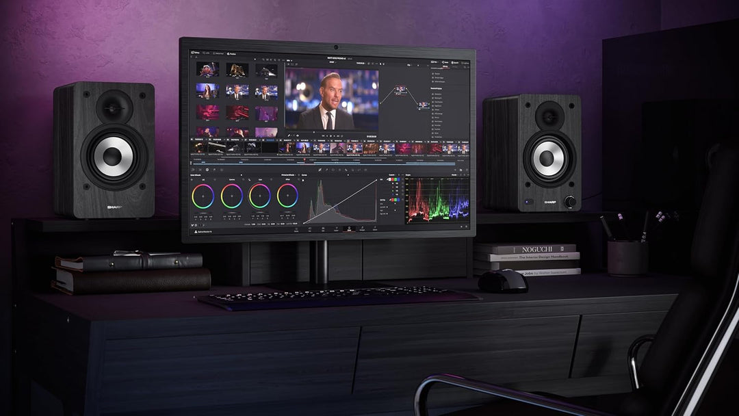 SHARP CP-SS30 2-Wege-Lautsprecher aktiv, 60 Watt (2x30 W) Holzgehäuse (Bluetooth 5.0, USB, Optisch,