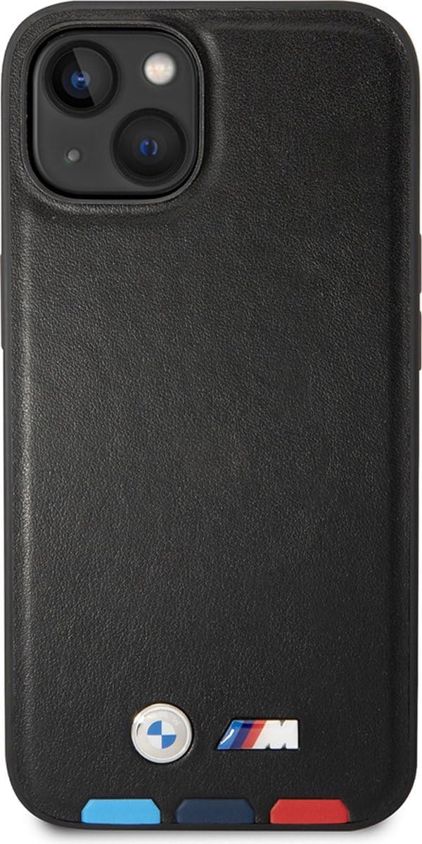 Etui BMW BMHMP14M22PTDK Hülle für iPhone 14 Plus 6,7" schwarz/Black Leather Stamp Tricolor