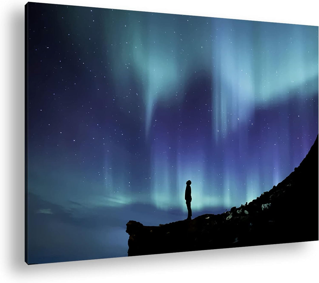 deyoli sagenhafte Polarlichter Format: 60x40 cm als Leinwandbild, Motiv fertig gerahmt auf Echtholzr