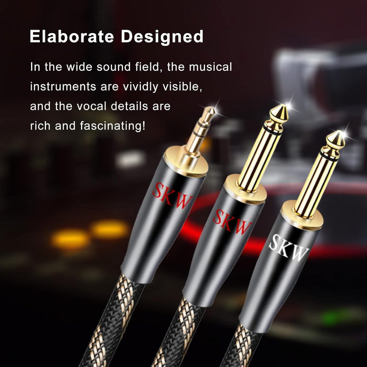 SKW 3.5mm Klinke auf Dual 6.35mm Y Audio Splitter Kabel, hochreines Kupfer Instrument Kabel Unterstü