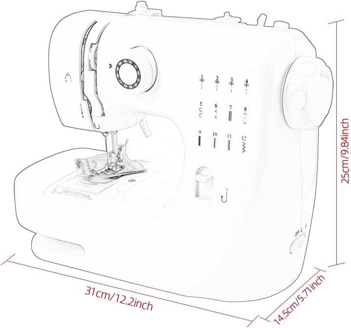 Elektrische tragbare Nähmaschine für Anfänger, Mini-Nähmaschine für Erwachsene mit 12-Stichmuster-Nä