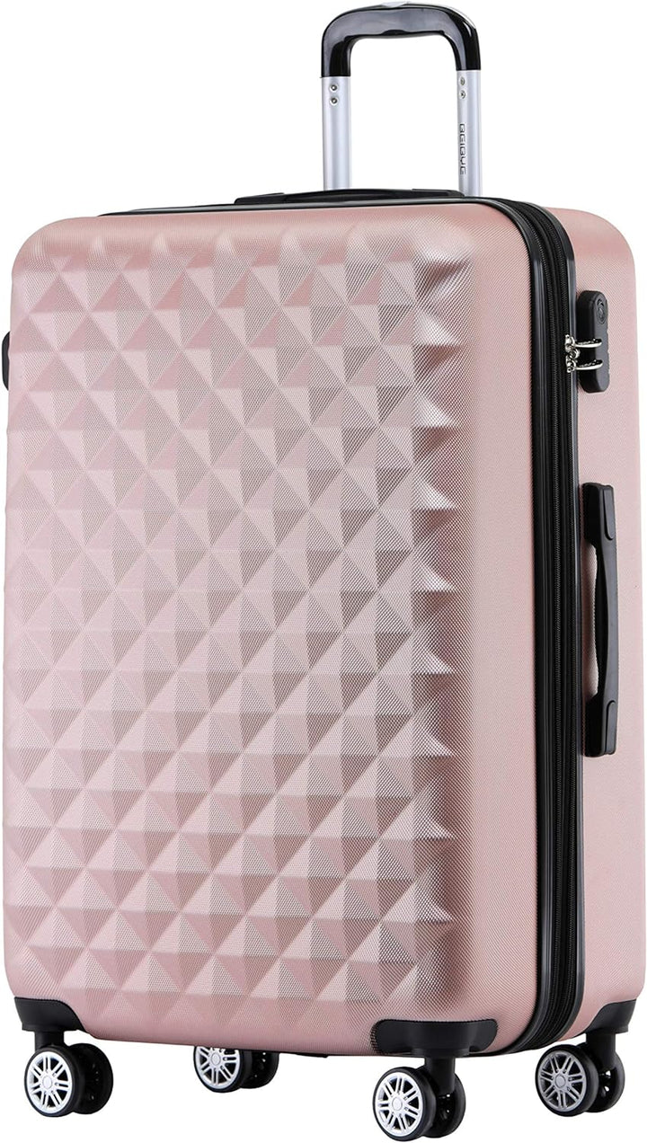 BEIBYE Zwillingsrollen 2066 Hartschale Trolley Koffer Reisekoffer Gepäck M-L-XL-Set (Rosa Gold, XL)
