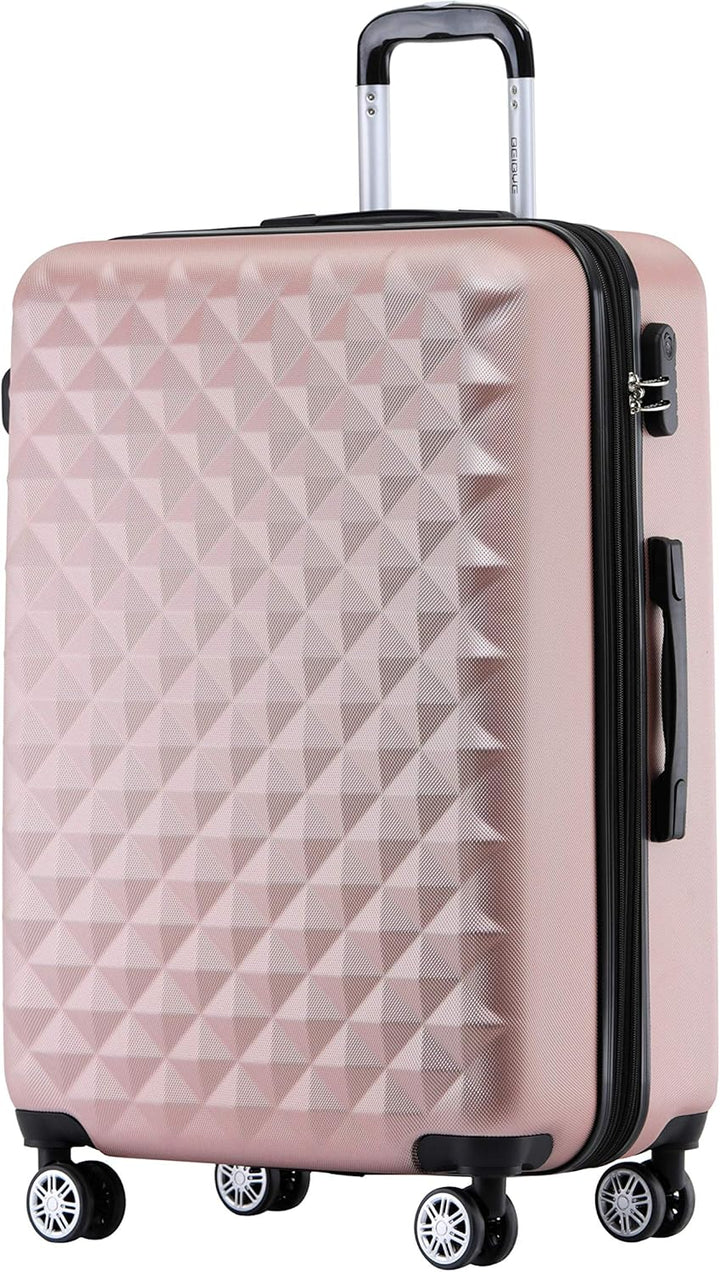 BEIBYE Zwillingsrollen 2066 Hartschale Trolley Koffer Reisekoffer Gepäck M-L-XL-Set (Rosa Gold, L) R