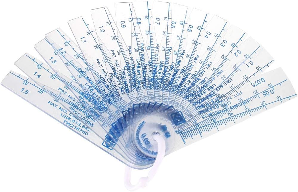 sourcing map 17 in 1 Fühlerlehre Kunststoff Spaltfüller Messwerkzeug für Spaltbreite 0,05-1,5mm Dick