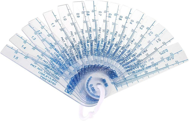 sourcing map 17 in 1 Fühlerlehre Kunststoff Spaltfüller Messwerkzeug für Spaltbreite 0,05-1,5mm Dick