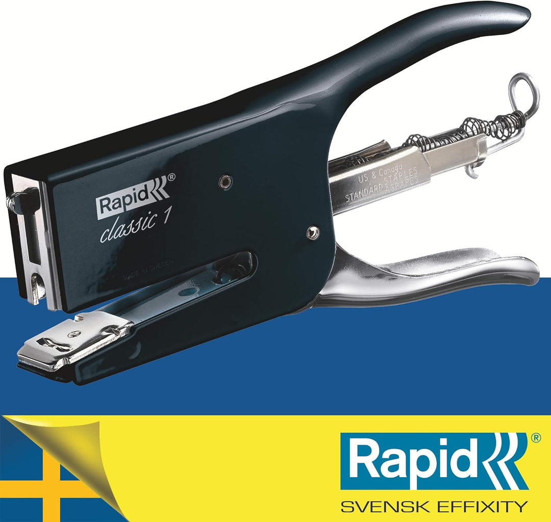 Rapid Retro Classic K1 Stapling Pliers for 26/6 and 26/8+ Staples - Black Magic Schwarz, Schwarz