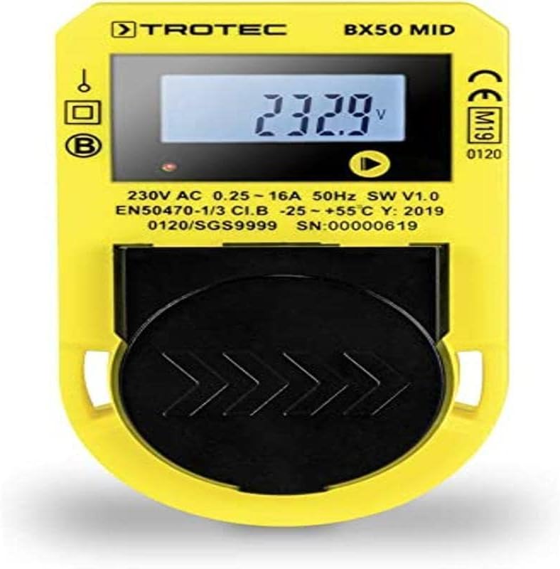 TROTEC Stromzähler für Steckdose BX50 MID – Messgerät Stromverbrauch – Messbereich 57,5 bis 3.680 W,