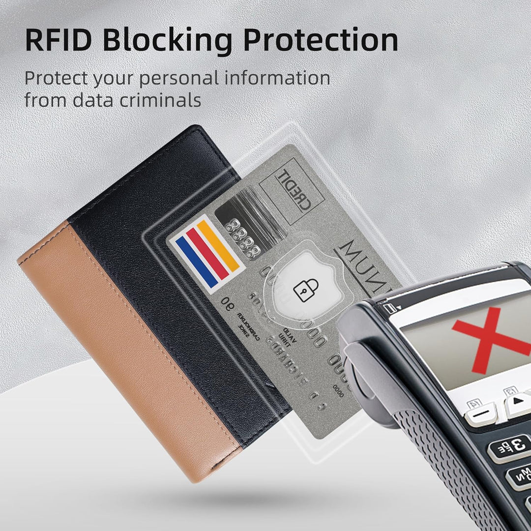 VISOUL Echt Leder Geldbörse Herren mit RFID Schutz Portemonnaie Gross mit Münzfach 10 Fächer Echtled