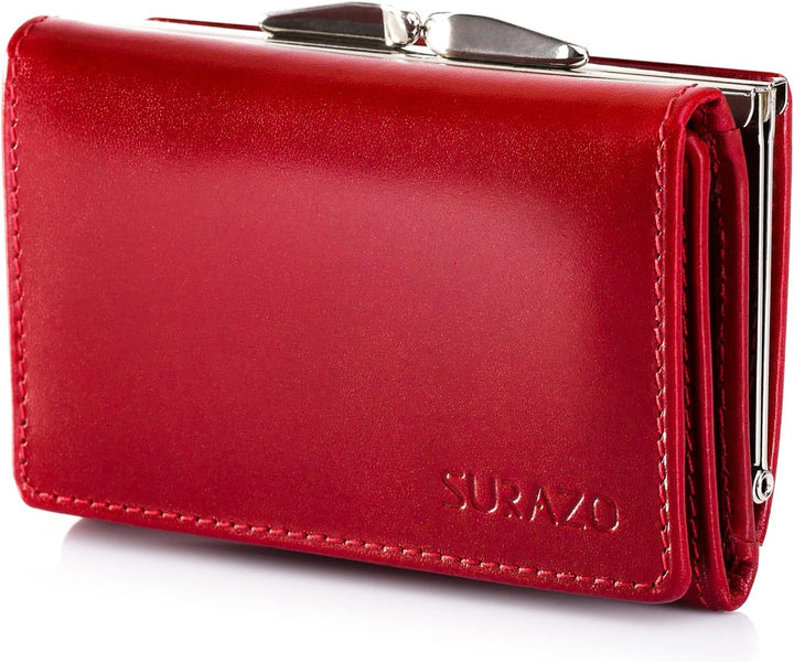 SURAZO® Leder Geldbörse Damen Klein viele fächer - Portemonnaie Damen Geldbeutel mit 12 Kartenfächer