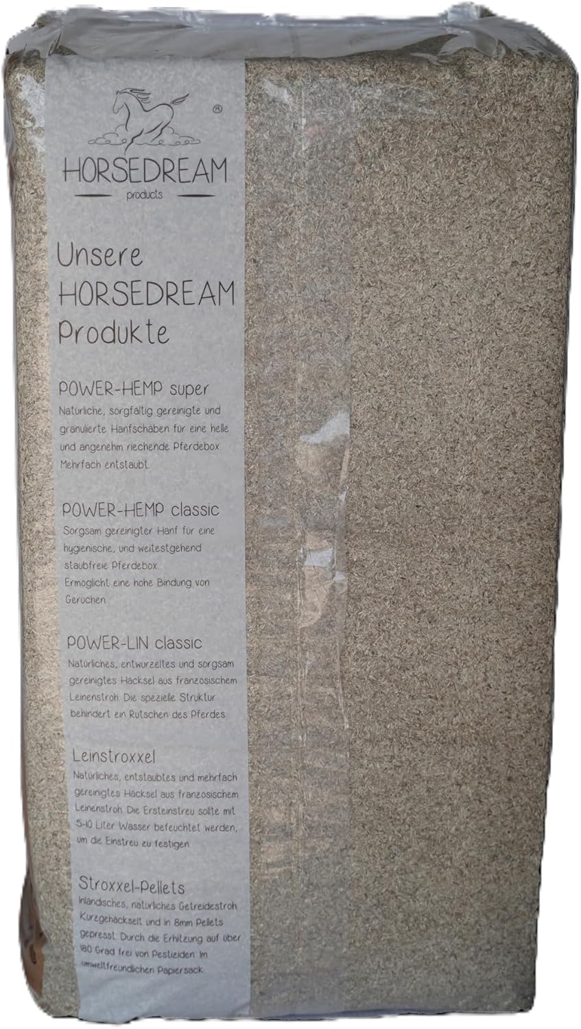 HORSEDREAM Products Power-Hemp Classic | Einstreu Pferde & Kleintiere | 100% Hanf | Allergiker | 20