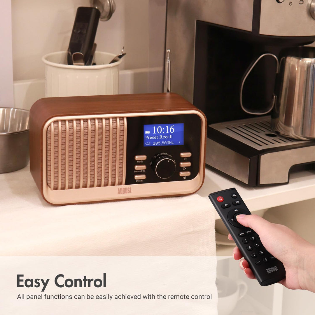 Wiederaufladbares DAB+/FM Radio Dual Wecker-August MB450K-Nostalgie tragbares Küchenradio mit 60 Pre