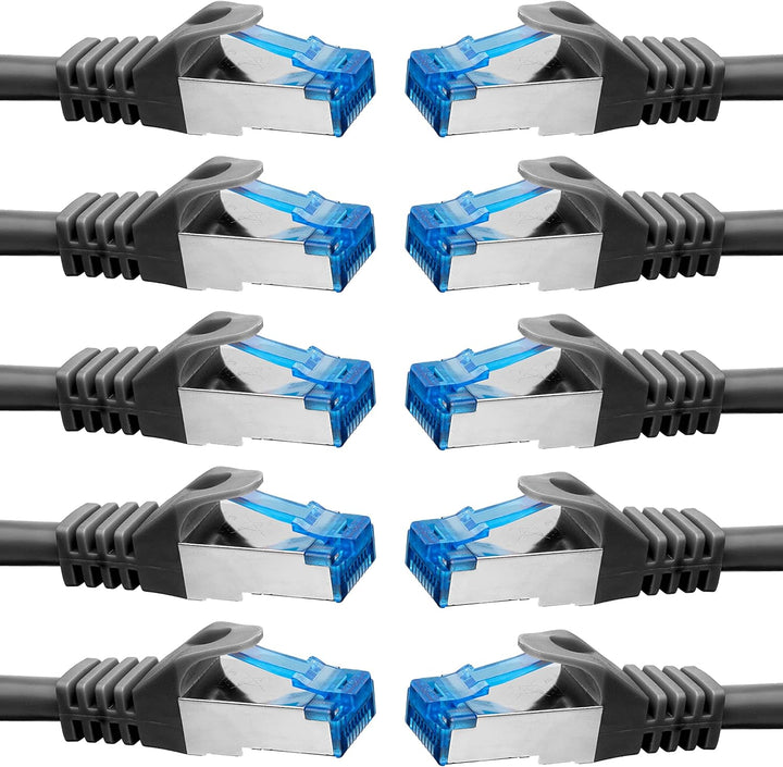 BIGtec - 10 Stück - 0,25m CAT.7 Gigabit Patchkabel Netzwerkkabel schwarz Kupferkabel Patch Ethernt L