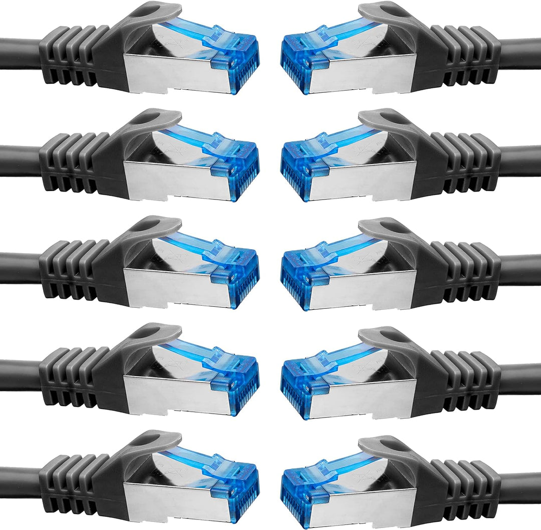 BIGtec - 10 Stück - 15m CAT.7 Gigabit Patchkabel Netzwerkkabel schwarz Kupferkabel Patch Ethernt LAN