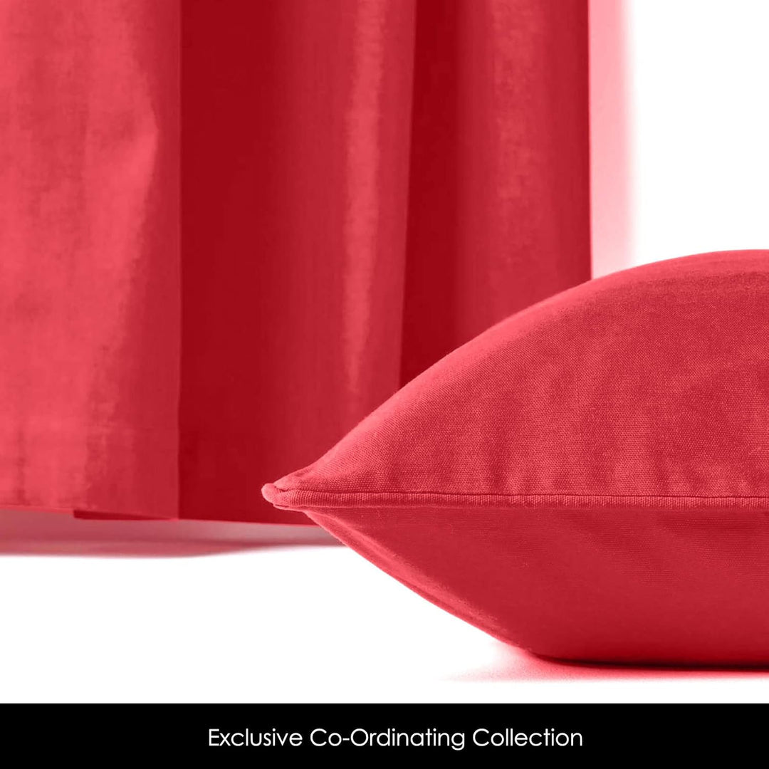 Homescapes 2er Set eifarbige Ösen Gardinen je B117 x L137 cm aus 100% Baumwolle, blickdichte Vorhäng