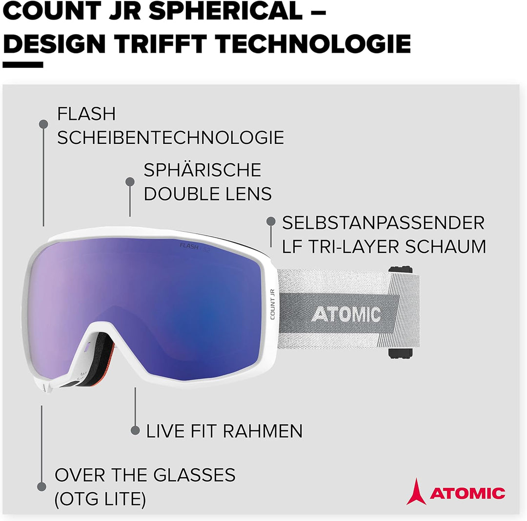 Atomic COUNT JR SPHERICAL Skibrille für Kinder - Komfortabler Live Fit Rahmen - Klare Sicht & besser