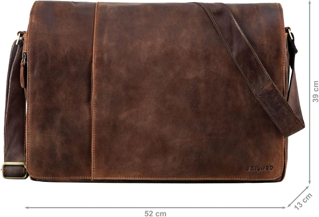 STILORD 'Maximus' XXL Ledertasche riesige Umhängetasche Unitasche 17 18 19 21 Zoll Laptop Aktentasch